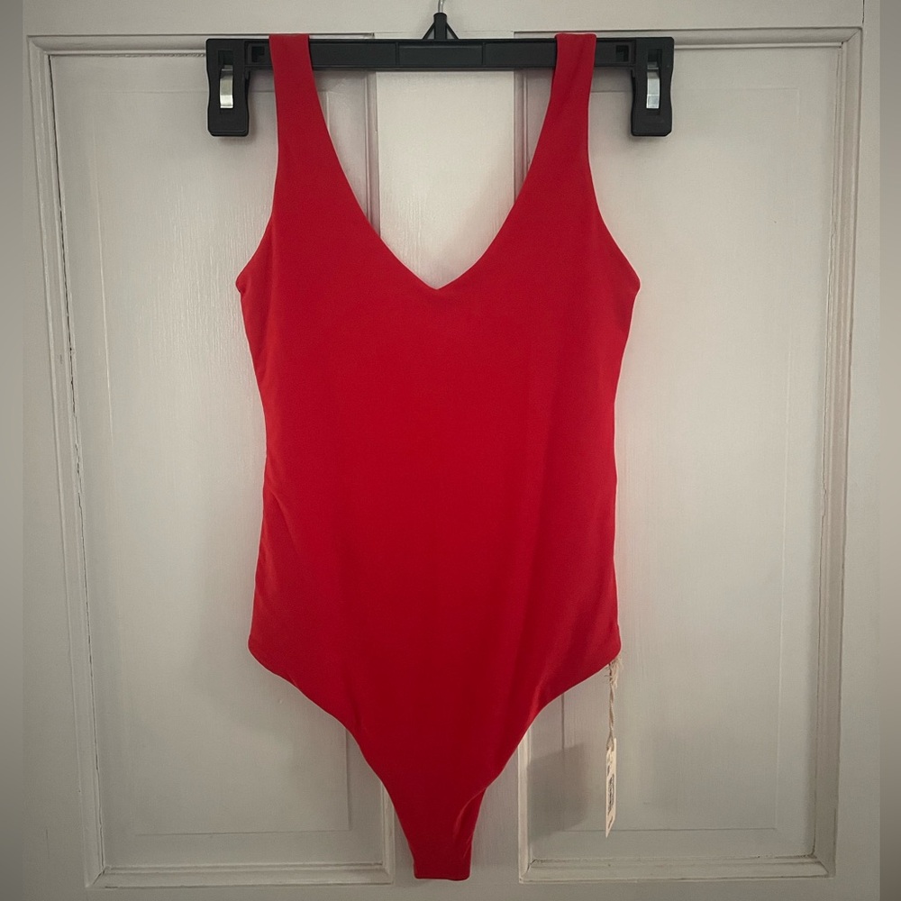 (NWT) Aerie Smoothez Collection Red V-neck Thong Bodysuit